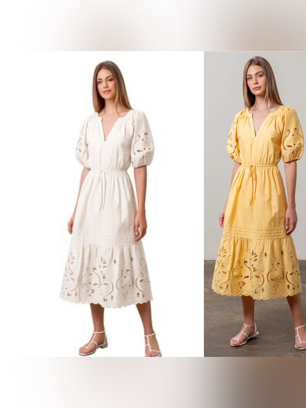 Moon River Women’s Eyelet Midi Dress in White S NWOT